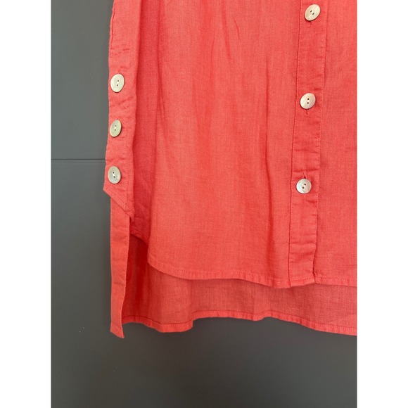 J Jill Love Linen Sleeveless Button Down Tunic Top Coral Women's - Picture 3 of 5
